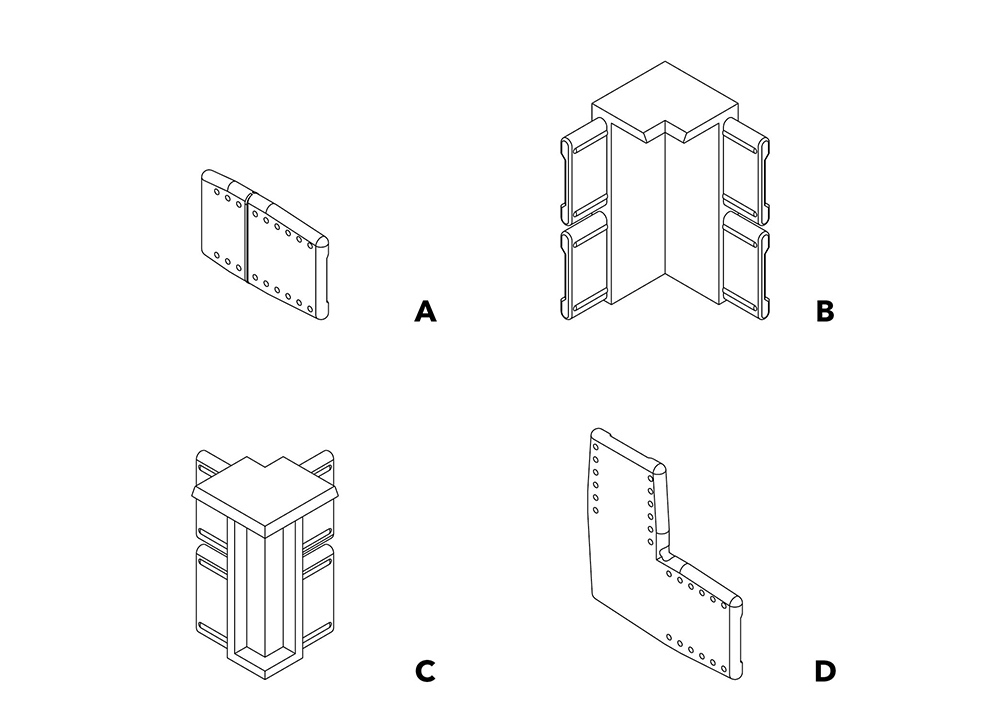 ECLISSE Syntesis joints for flush baseboard profile