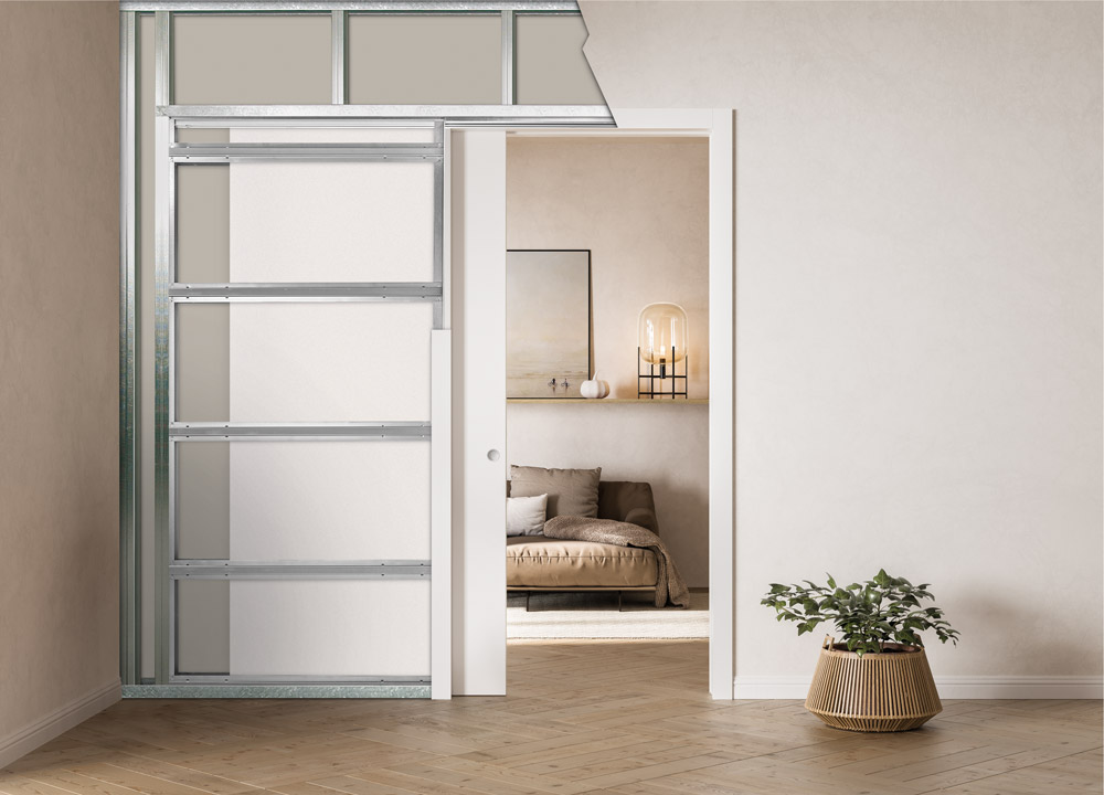 Counterframe for sliding pocket door with jambs